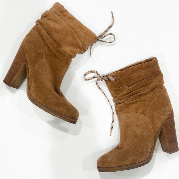 See by Chloe’ suede ruched slouchy tie lace chunky heel ankle boot ❤️ - Picture 4 of 12